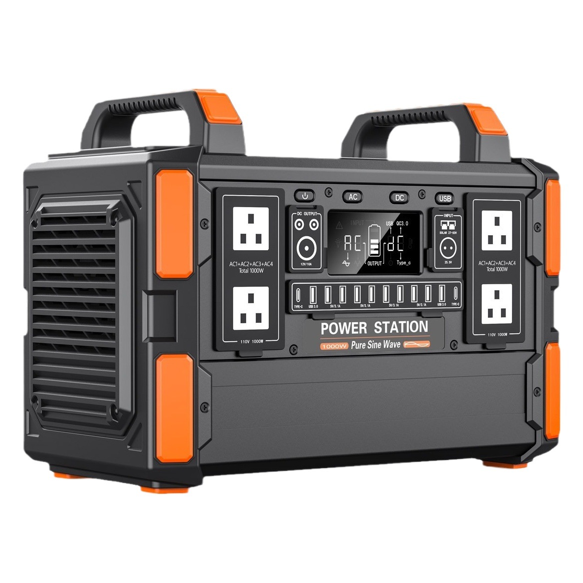 Almacenamiento de energía portátil de fosfato de hierro y litio de alta potencia al aire libre 1000WH estación de energía de emergencia móvil