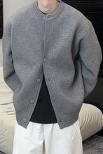 个性潮流纯色圆领毛衣慵懒外套男女春夏新款宽松情侣针织开衫小众