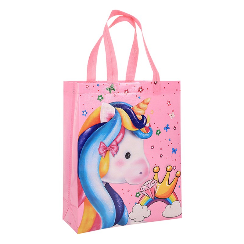 Bolsas de regalo no tejidas diseño dinosaurio y unicornio