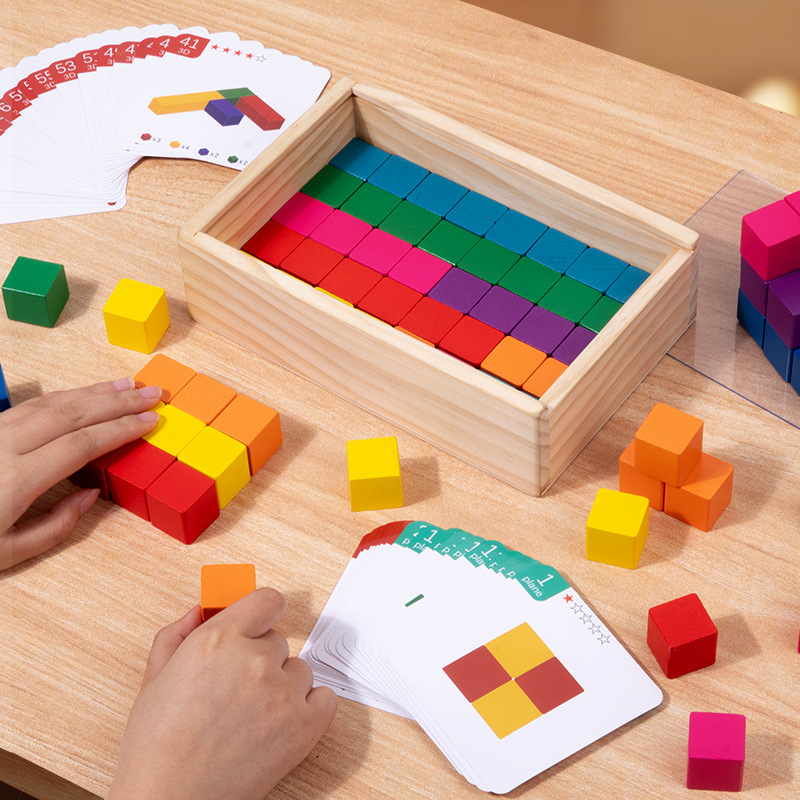 80-piece Children's cube building blocks puzzle space three-dimensional thinking training toys cube 1.35 math teaching aids