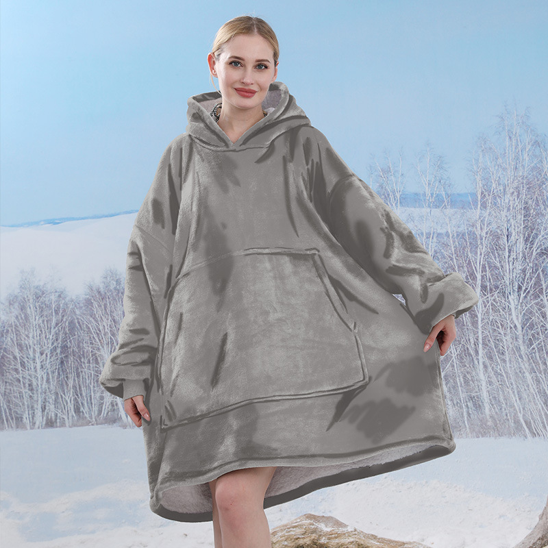Pijamas transfronterizos engrosados de doble capa perezoso puede usar manta perezosa de franela perezoso con capucha pijamas de doble capa perezoso desgaste exterior