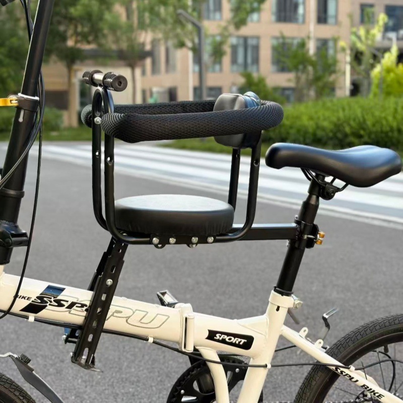 Folding Bike Front Seat with Footrest Accessories, Fence with Backrest