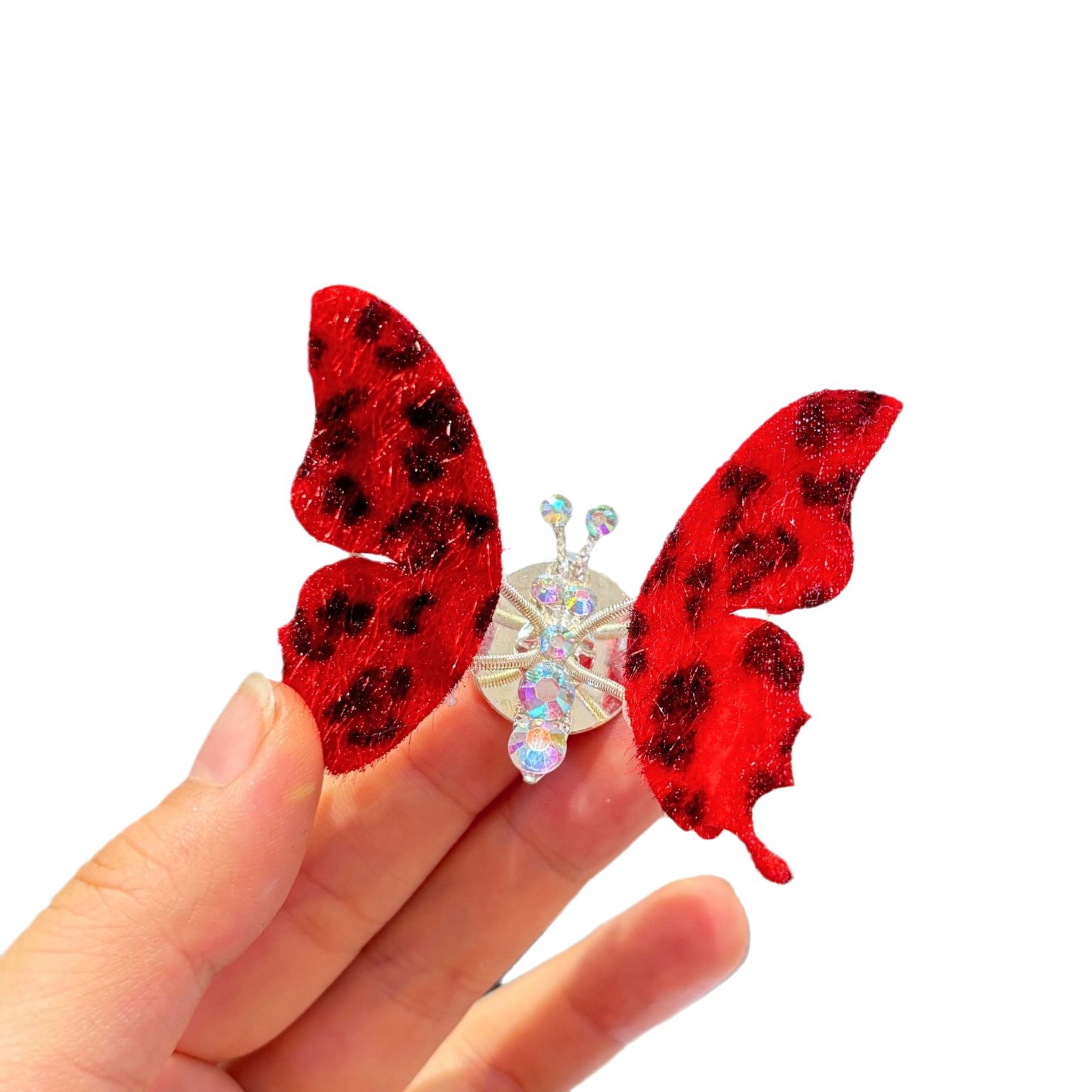 치료 5*8CM 자동차 센터 콘솔 페이스트 레오파드 무늬 포인트 드릴 나비 전기 자동차 헬멧 장식 창조적 인