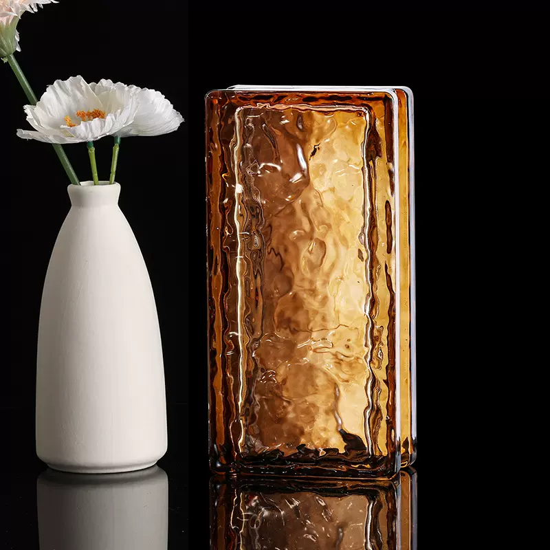 琥珀色空心玻璃砖工厂定制彩色隔断幕墙200*100*50MM