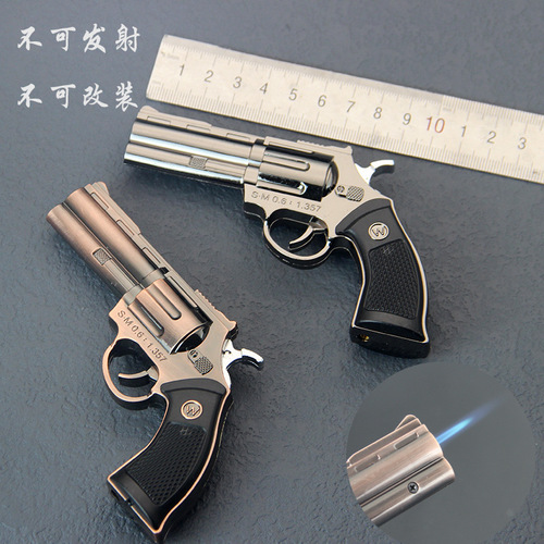 Revolver Creative Windproof Lighter Metal Toy Shape Inflatable Lighter Smoking Accessories Wholesale Cross-Border Not Fireable