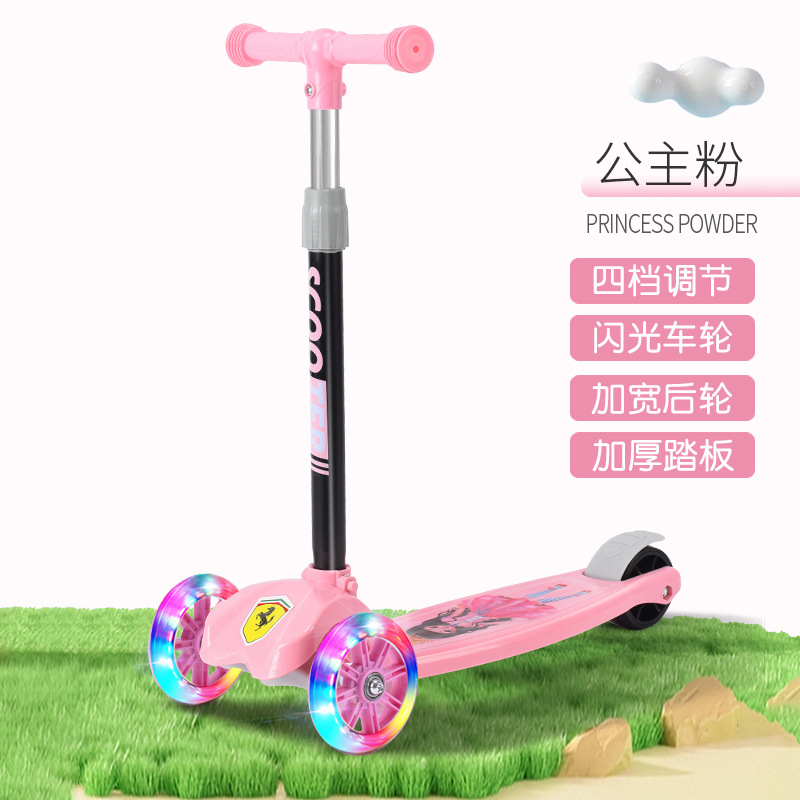 Los niños de graffiti scooter niños y niñas de la música del bebé Scooter de luz resistente a la caída de 2-12 años de edad coche plegable