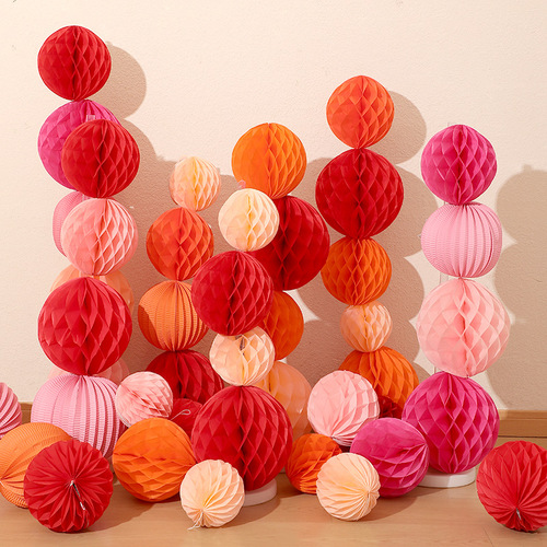 Wedding engagement honeycomb ball pillars floating decorations for both parties' wedding room bedroom wedding room decoration set