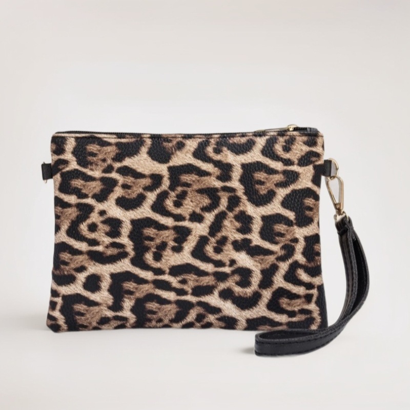 Bolso de mano con estampado de leopardo, clutch metálico, moda 2024, bolso pequeño económico al por mayor