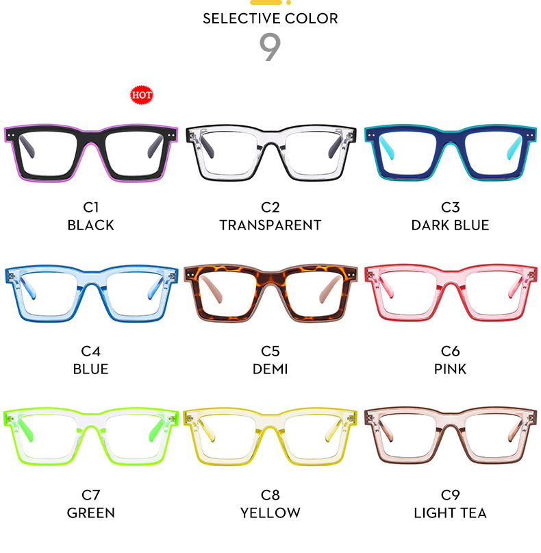 Unisex Gender Fashion Color Block Ac Square Full Frame Optical Glasses