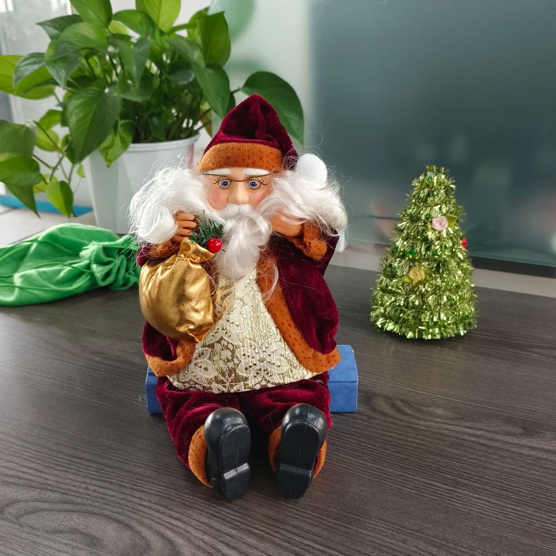 Transfronterizos nuevos papá Noel tela de peluche 35cm muñeca de papá Noel decoración de ventanas de navidad