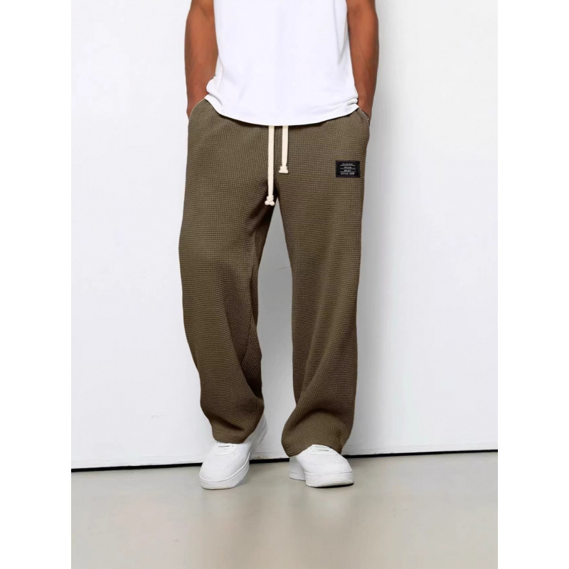 Men's Summer Casual Sports Pants, Straight-Leg, Wide-Leg, Thin, Cool, Loose-Fitting, Breathable, Quick-Dry, Skin-Friendly, Waffle Weave