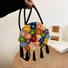 Woven summer shoulder bag flower-shaped, one-shoulder bag, cotton and linen, wholesale