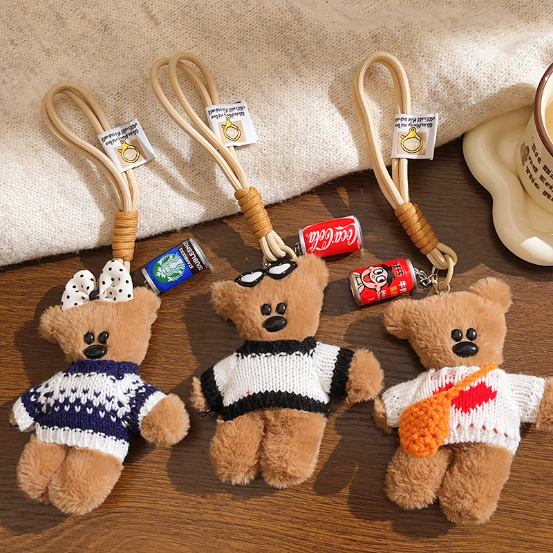 Peludo Bean Bear Keychain Colgante pareja de muñecas de amigos bolsos de teléfono móvil colgante colgante muñecas