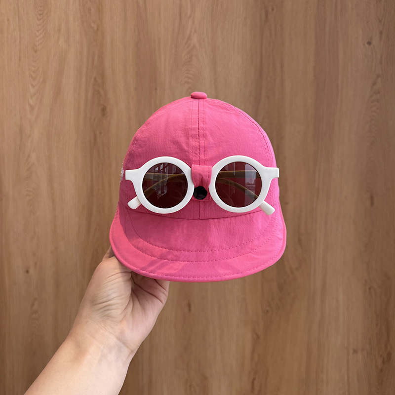 Sombrero de bebé versión coreana 2025 nuevo niño niña verano alero grande protector solar sombrero de sol sombrero de pescador gafas desmontables