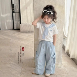 童森童马女童披肩短袖T恤夏装2026新款女孩夏季上衣儿童五分袖潮