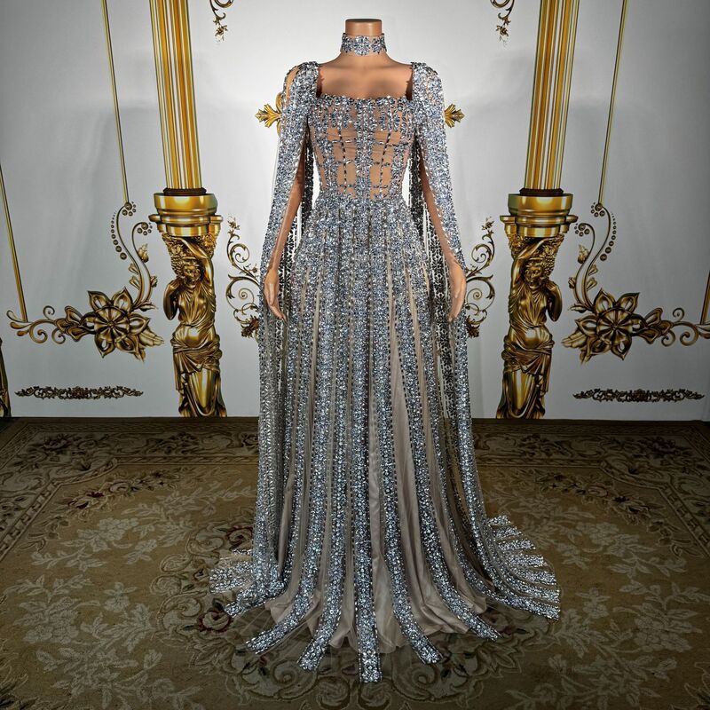 Ultra-Luxurious Rhinestone Sparkling Strapless Sexy Dress Model Runway Show Ball Gown Evening Gown Ultra-Luxurious Rhinestone Sparkling Strapless Sexy Dress Model Runway Show Ball Gown Evening Gown