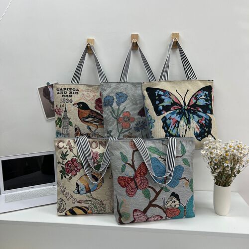 Korean version of ins student handbag large capacity shoulder canvas bag embroidered Thai style large bag new color painting