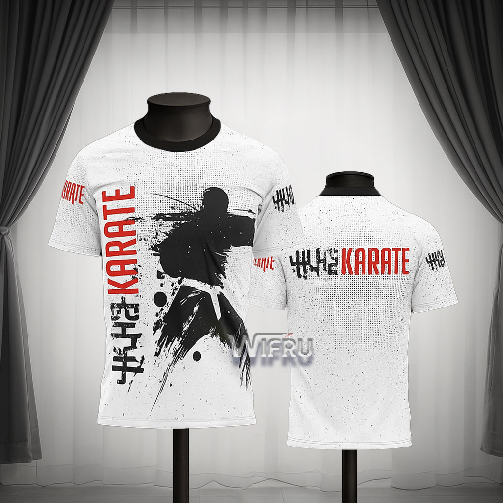 Japanese Samurai Hand-To-Hand Fighting 3D Direct Spray T-Shirt Wifru Breathable Kung Fu Taekwondo Men's and Women's Short-Sleeved Round Neck Tops