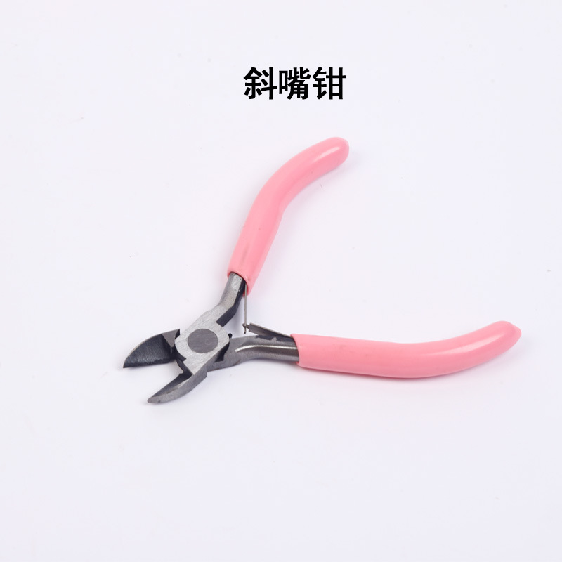 Juego de herramientas artesanales DIY, alicates de punta fina de 5 pulgadas con mango rosa, alicates para joyería sin dientes, alicates pequeños para joyería