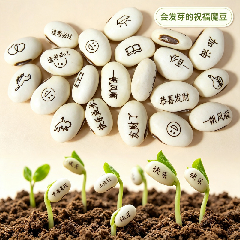 Yiwu Magic Bean Factory Direct Sales Love Magic Bean Seeds (white Bean) New and Strange Mini Plant Crafts
