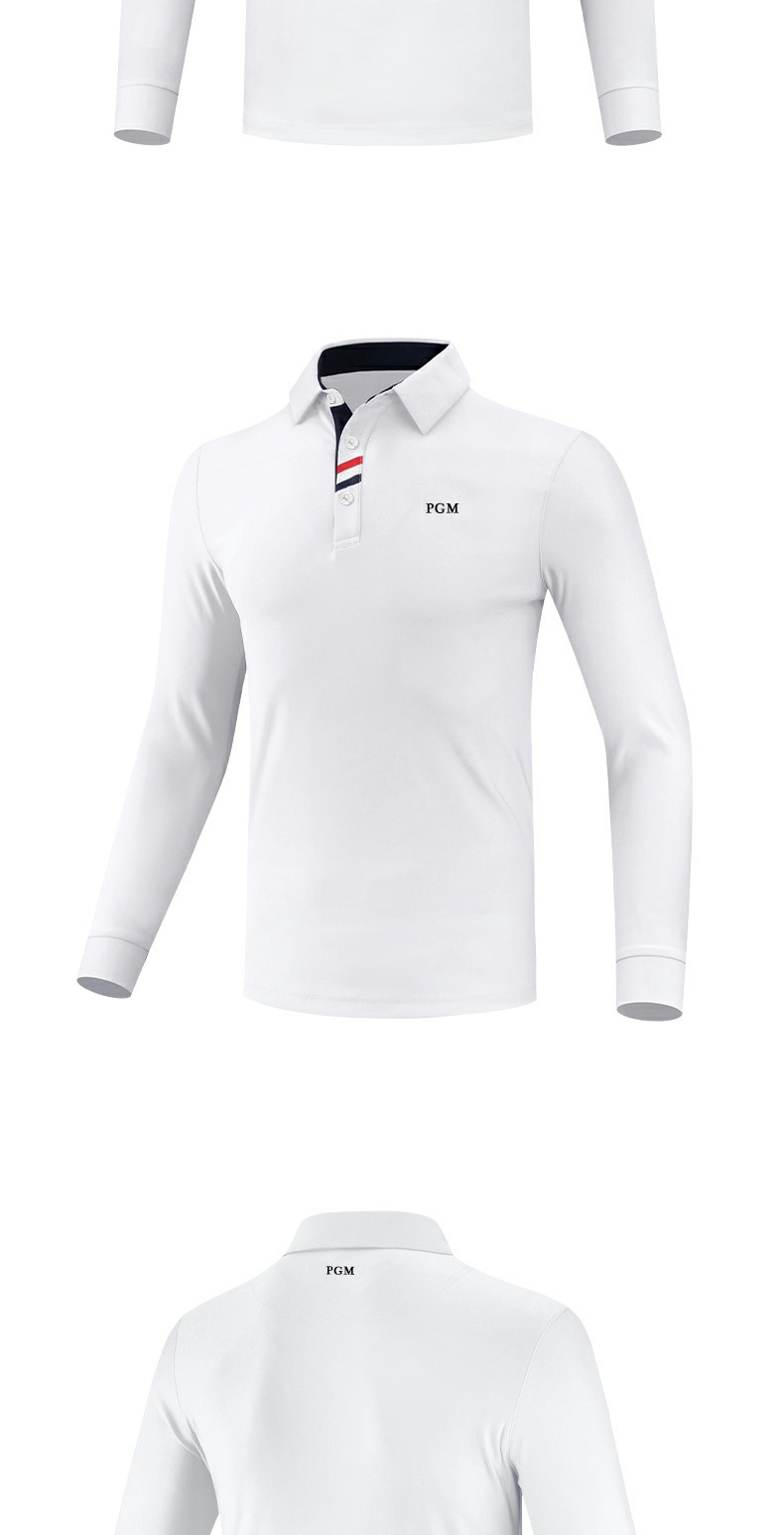 Áo polo nam dài tay PGM cổ bẻ, giữ ấm mùa thu đông, chất liệu cotton pha sợi — YF095 màu đen, YF445 màu xanh hải quân, YF095 màu cam, YF095 màu xanh hải quân chi tiết 25