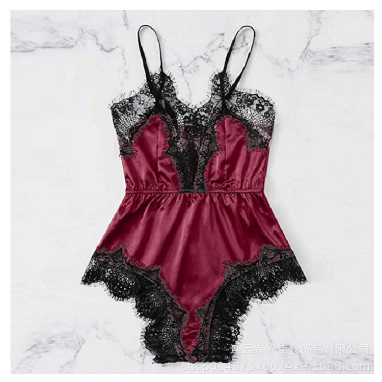 One piece V-neck underwear hot sexy teddy bear Bodysuit sexy woman flower lace sexy costume