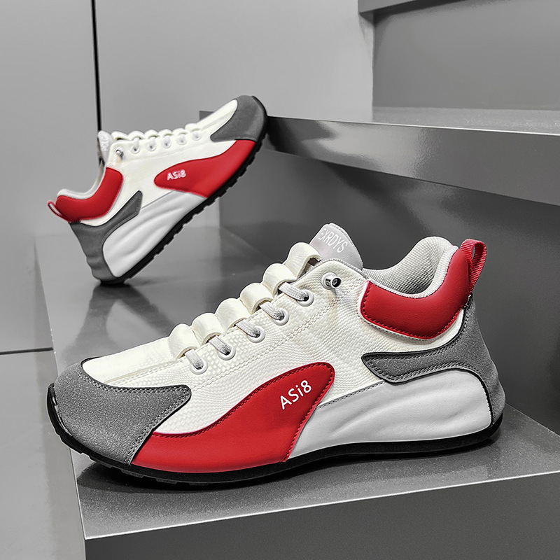 Zapatos de moda para hombres 2025 primavera nueva red un pedazo de cuero para hombres impermeable zapatos deportivos casuales Agan
