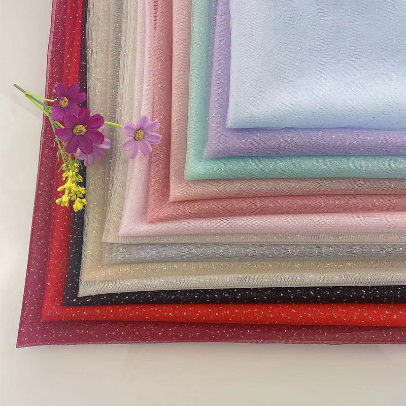 锦纶网纱印金针织面料 现货 网红Ins风蓬蓬连衣裙布料