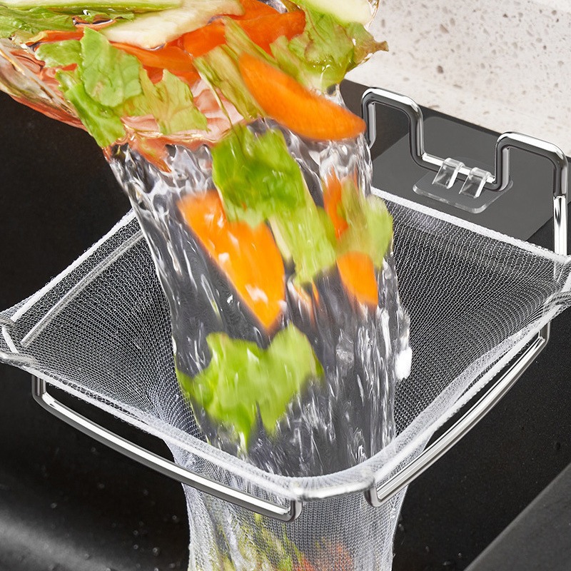 Stainless Steel Sink Drain Rack Filter Rack Kitchen Sink Corner Leftover Food Residue Storage Rack Vegetable Washing Basket Water Filter Rack