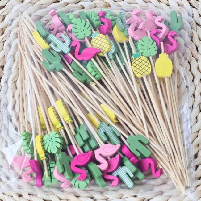 Palillos de Bambú para Frutas 100 Piezas Bambú Biodegradable para Frutas y Postres