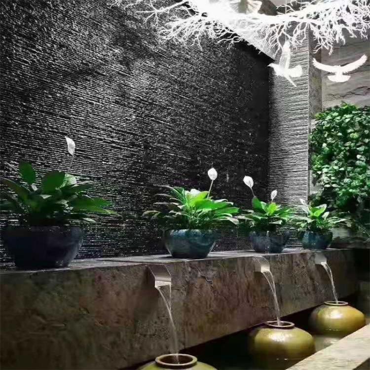 源头工厂流水石文化石板岩流水板装饰仿青石板水幕墙背景墙外墙砖-阿里巴巴