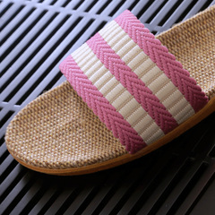 Women's Summer Linen Slippers Couples Indoor Thick Sole Anti-Slip Home Use Cartoon Wood Floor Cooling Slippers Wholesale