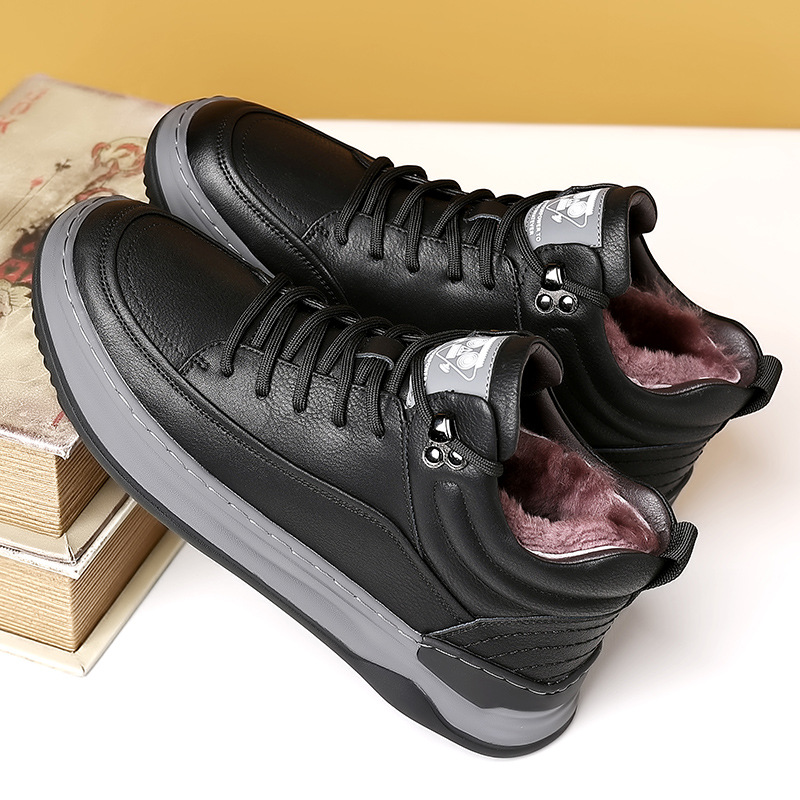 Nuevas zapatillas de deporte de invierno zapatos de hombre de tendencia de suela gruesa casual más terciopelo grueso deportes cálidos zapatos casuales de hombre al por mayor