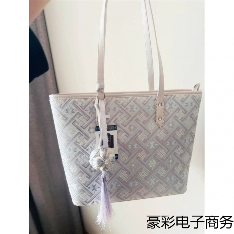 高级感壮锦纹托特包包女广西民族非遗手提包通勤百搭大容量单肩包|undefined