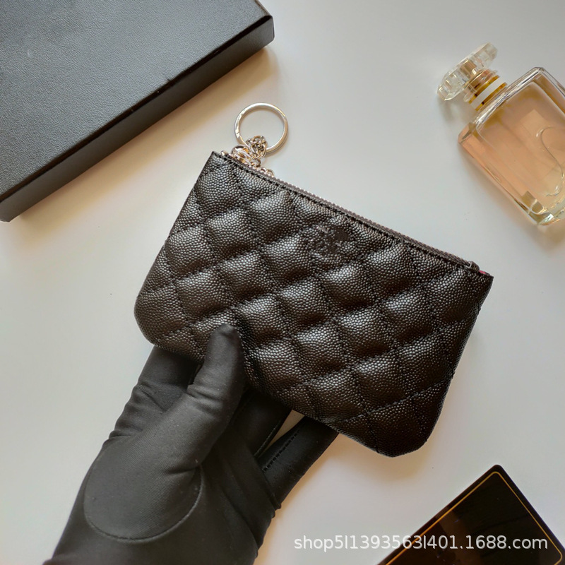 Xiaoxiang wallet women's short genuine leather cowhide driving license key case card holder loose wallet rhombus zipper coin pocket