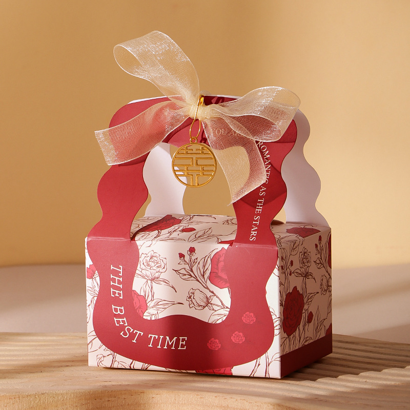 Elegant red + champagne gauze ribbon + happy word