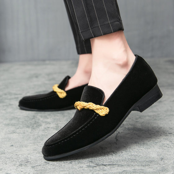 British Style Suede Beanie Shoes Cross-border Large Size Men's Shoes Size 38-48 2024 New Twist Personalized Small Leather Shoes