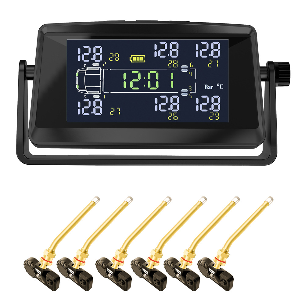 6-Wheel Truck, Light Truck, Heavy Truck, Rv Wireless Tire Pressure Monitor, Solar Tire Pressure and Temperature Display Tpms
