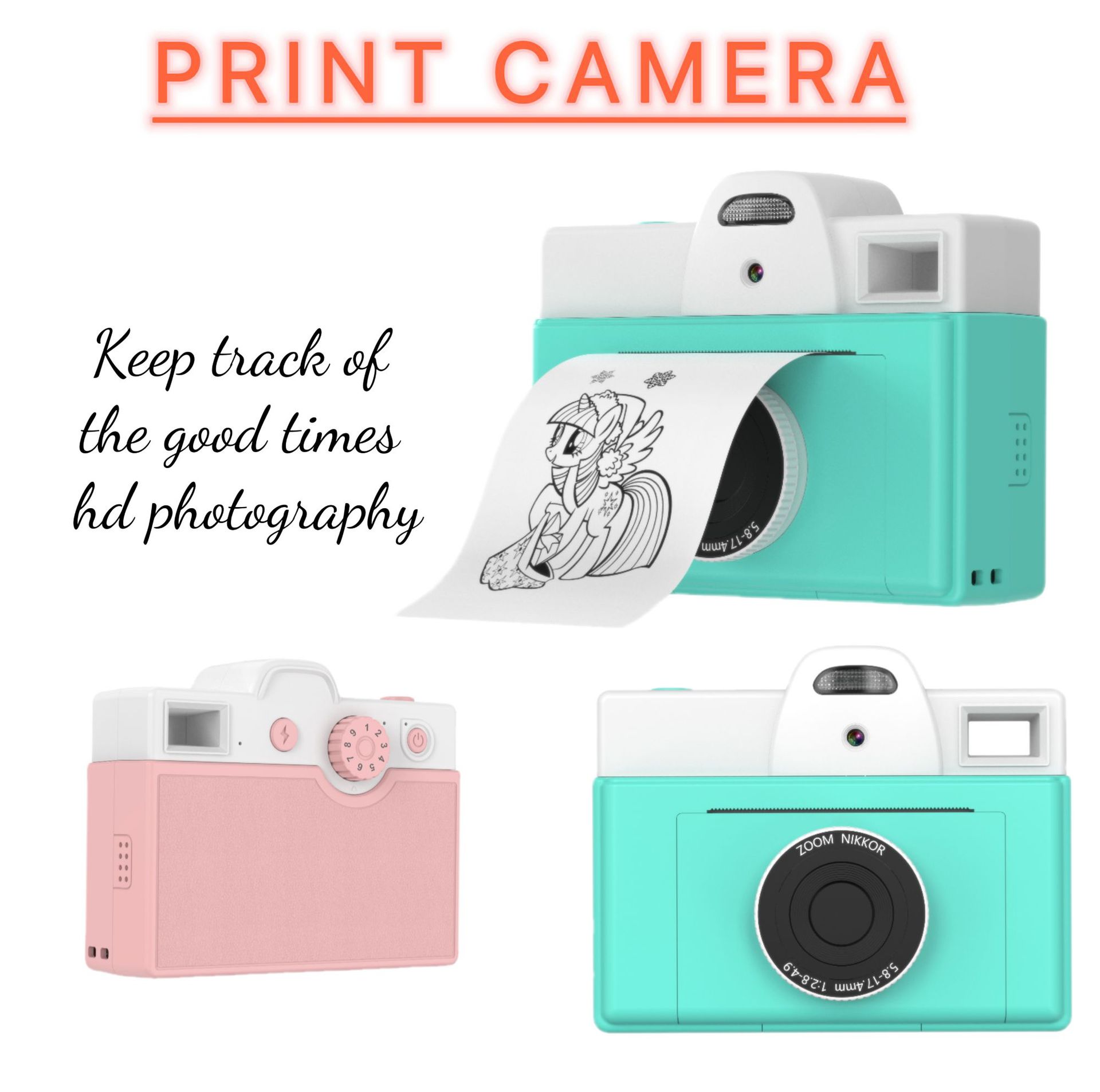 Cross-Border Instant Print Camera Instant Print Mini Print Camera Screenless Children's Toys Wholesale Factory