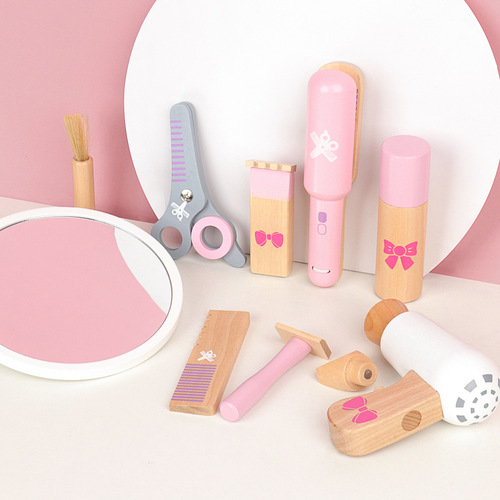 Play house children's simulation cosmetic bag hairdressing bag early education little princess educational fun cosmetic set wooden toy