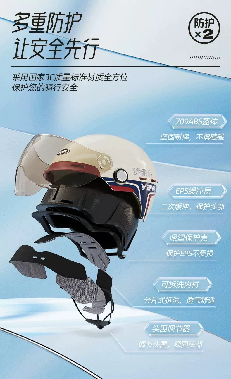 New National Standard 3C Certified Electric Vehicle Helmet, All-Season Motorcycle Helmet, Men's and Women's Summer Sun Protection Safety Helmet