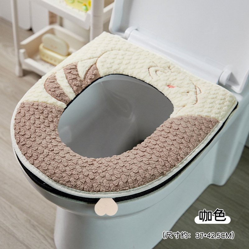 Cojín de inodoro nuevo invierno hogar de peluche asiento inodoro lavadora suave y cómoda lavable con mano