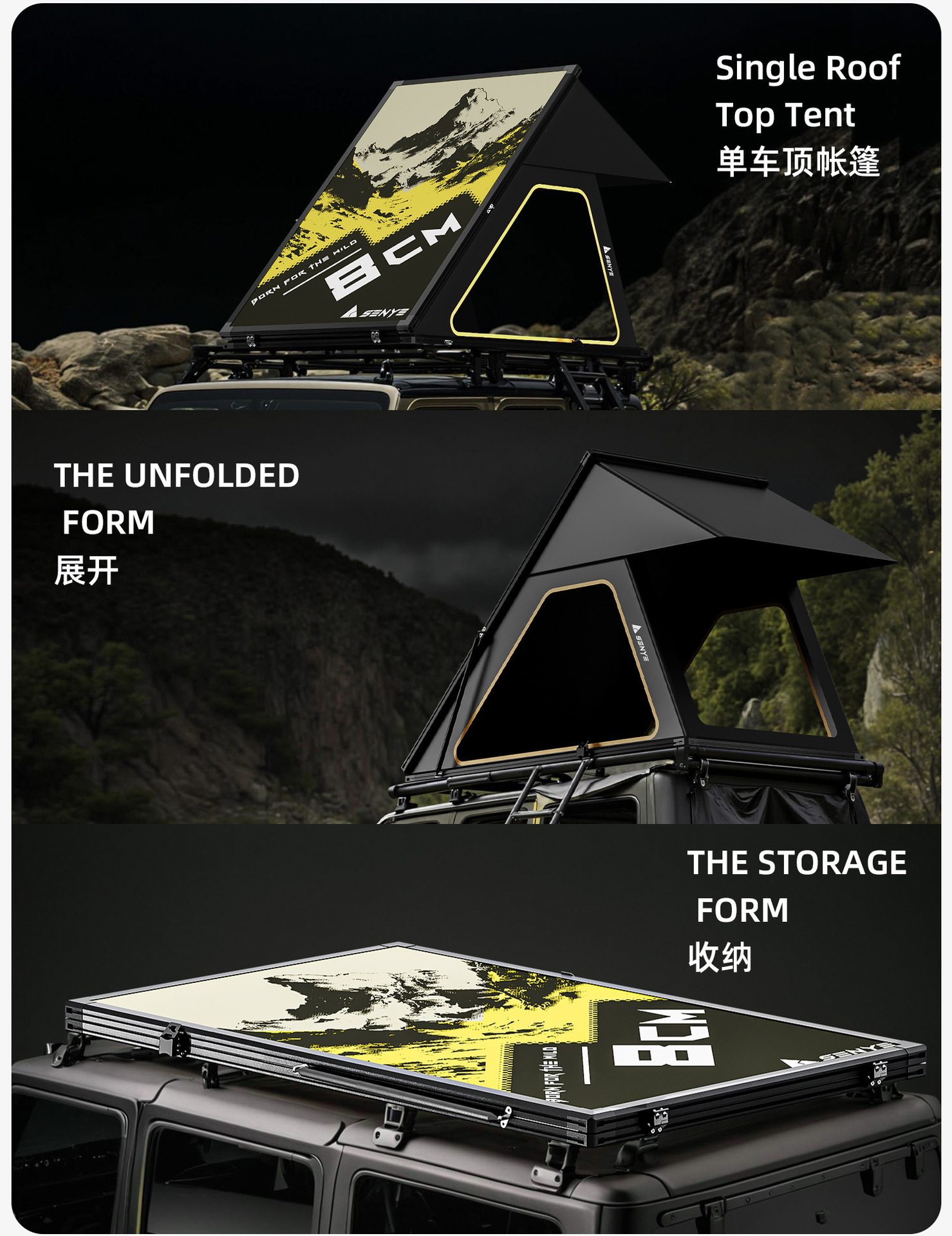 Cross-Border Hot-Selling Car Roof Tent, Ultra-Thin 8cm Aluminum Alloy Triangular Outdoor Camping Tent, Hard-Top Car Tent