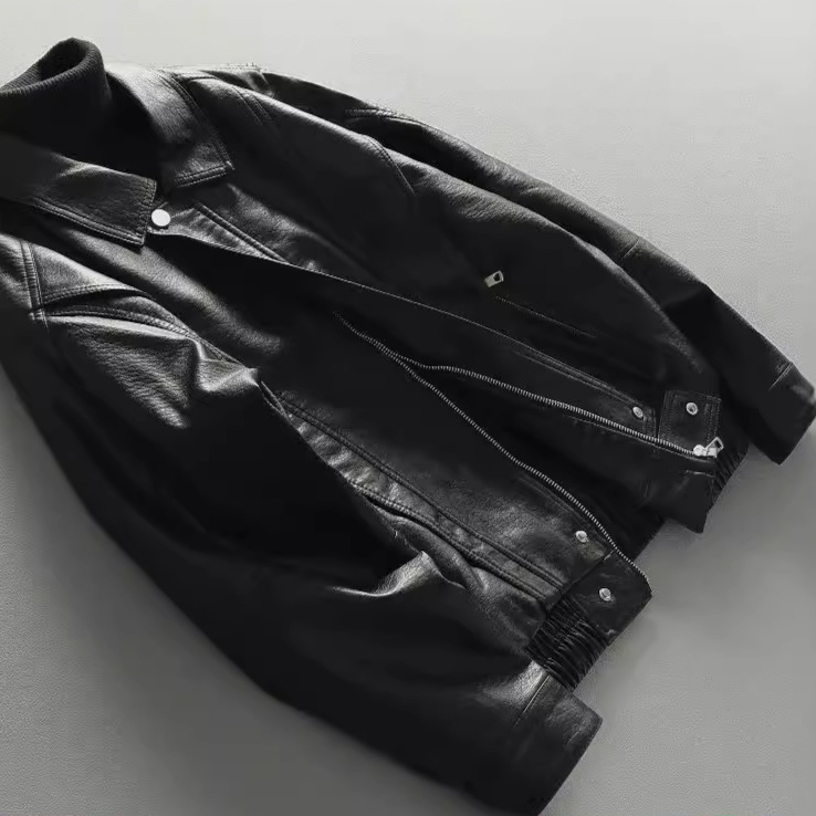 Hong Kong-Style Motorcycle Leather Jacket for Men, Autumn and Winter Trendy Street Style, Slim-Fit Short Genuine Leather Jacket Hong Kong-Style Motorcycle Leather Jacket for Men, Autumn and Winter Trendy Street Style, Slim-Fit Short Genuine Leather Jacket
