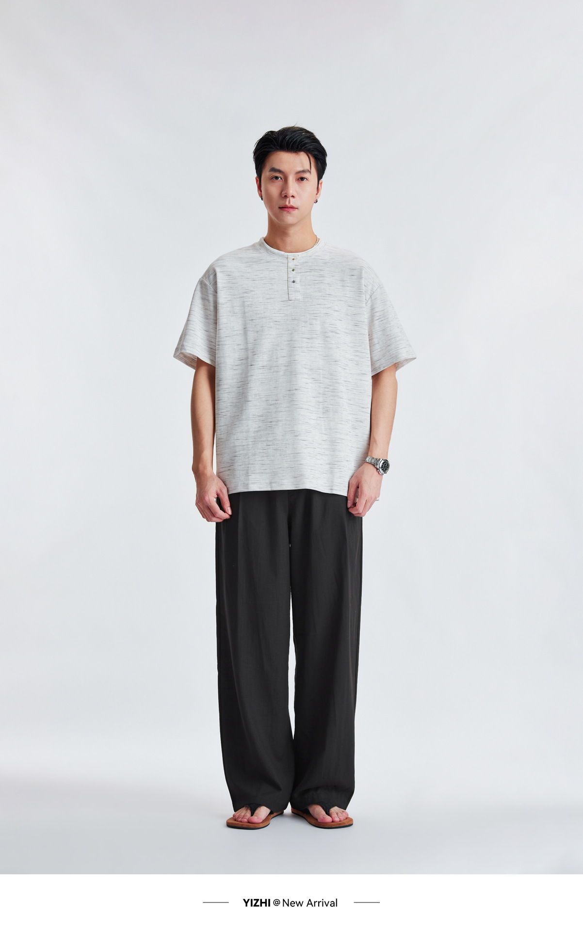 Quần dài nam ống rộng chất liệu linen phong cách Hàn Quốc — đen chi tiết 16