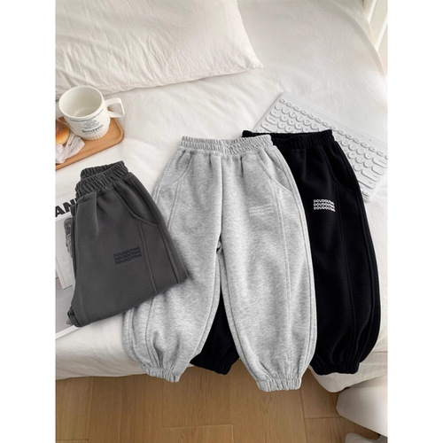 Children's unisex pants 2025 new spring and autumn clothing baby casual sporty pants trendy Korean style loose pants
