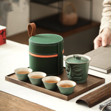 三星堆旅行茶具套装陶瓷快客杯一壶三杯户外露营随身泡茶壶茶杯