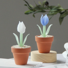 创意琉璃郁金香仿真花卉盆栽假花装饰摆设客厅高端桌面装饰品摆件