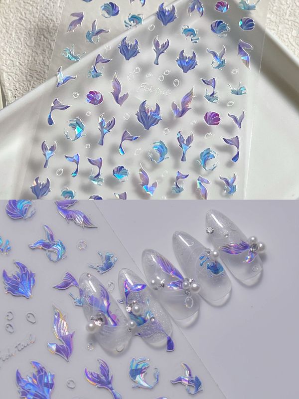 深海の魚、ヒトデ、金魚、ネイルアートステッカー、シェルライトレリーフ立体DIYペンホルダー、ウォーターカップネイルステッカー|undefined