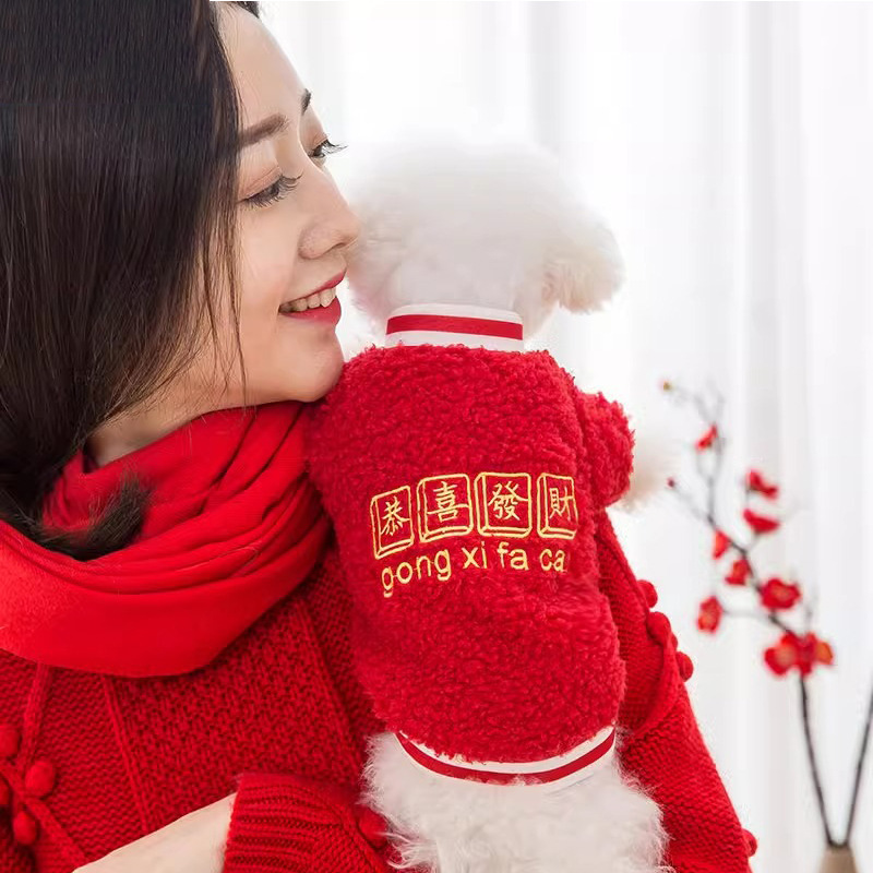Rico grano de lana bordado ropa de lana pequeño perro dos pies fuera moda desgaste primavera y otoño ropa para perros mascotas image 1